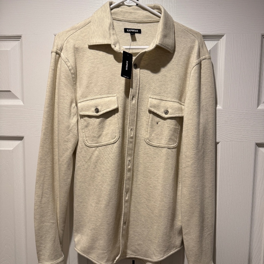 Express Men's Overshirt Flannel - Tan Khaki - Size Small